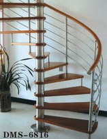 Spiral steel wood staircase 
